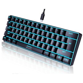 abucow Gaming Keyboard Minimalist Portable Wired Ultra-Compact Mini Imitation 61 Keys RGB Backlit Keyboard (Black)