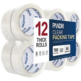Clear Packing Tape, PANDRI 12 Rolls Heavy Duty Packaging Tape for Shipping Packaging Moving Sealing, 1.88 inches Wide, 65 Yards Per Roll, Total 780 Yards