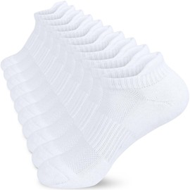 ouhos 5 Pairs Mens Black White Trainer Running Ankle Socks Anti Blister Thick Warm Sports Walking Work Cotton Socks for Men Size 9-12 uk Cushioned Non Slip Support Athletic Socks