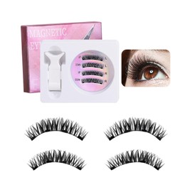 BPTRKOM 1 Paar 3D Magnet Wimpern Natural Look - Wiederverwendbare Wimpern ohne Kleber - Wasserdicht & einfach mit Applikator - Kein Eyeliner benötigt - Magnetisch haftend (01)
