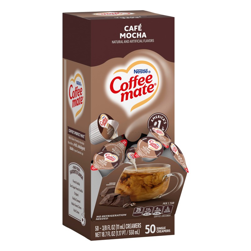 Nestle Coffee mate Liquid Coffee Creamer Singles, Café Mocha, 50