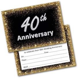 doodlecards Ruby Wedding Anniversary Invitations 40th Pack of 20 Invites and Envelopes and Envelopes. Printed in UK, Premium Quality & 100% Recyclable.