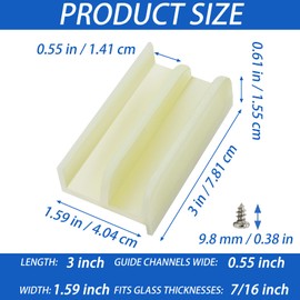 M6219 Sliding Shower Door Bottom Guide with Screws for Sliding Shower Glass Door (Top Hung) Tub Enclosure Systems Divider Track Guide Shower Door Replacement 1/2 in Channels Fits (2 Pack)