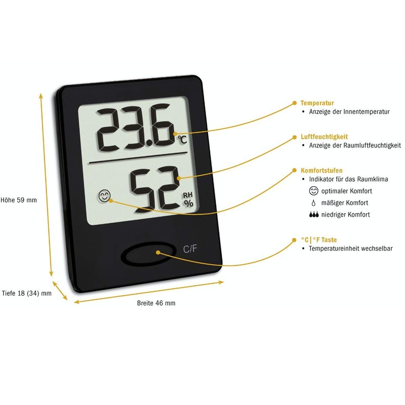 TFA Dostmann Digital Thermo-Hygrometer 46 x 18 x 59 cm,