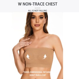 FDEETY Women's Bandeau Bra, 2 Pieces, Strapless, Unpadded Bandeau Bra with Breathable Mesh, Unpadded, Seamless Bandeau Tube Top Bra, Black and nude