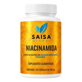 Niacinamida + Colágeno 120 Cáps SAISA HERBAL Suplemento Alimenticio Apoyo para Piel, Antiedad y Belleza Natural Calidad Premium