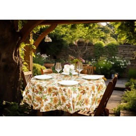 EVERYDAY LUXURIES Waterproof Round Tablecloth 60 Inch Stain and Wrinkle Resistant | Decorative 3.6 Gauge Sunflower Fields Vinyl Table Cover for Indoor Outdoor Seating, Gatherings, Occasions.