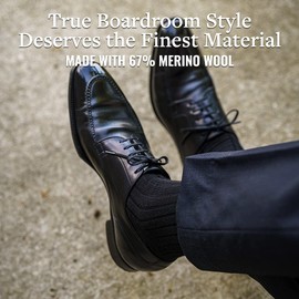 Merino Wool Dress Socks for Men – Over-the-Calf, Ribbed Wool Dress Socks for Men’s Size 8-12 – Comfortable and Breathable Socks with Reinforced Heel and Toe by Boardroom Socks, Black
