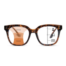 ZESAKER Progressive Multifocus Reading Glasses for Women Men Oversized Anti Blue Light Blocking Readers Square Eyeglasses (Tortoise 1.5)