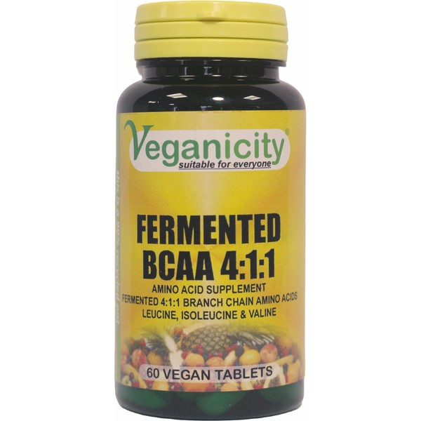 Veganicity Fermented BCAAs 4:1:1 1000mg : Amino Acid Supplement :