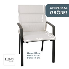 LILENO HOME Garden Chair Cushions in Natural [Set of 1 - Low-Back] - Comfortable Loungers as Seat Cushions for Garden Furniture - Chair Cushion for Garden Chairs and Folding Chairs