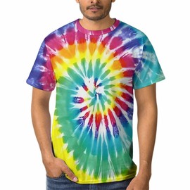 Generic Tie Dye Shirts for Men Women, Unisex Retro 80S Hippies Senior Tie-Dye Tee Tshirt, Colorful Rainbow Crewneck T-Shirts, Tiedye M