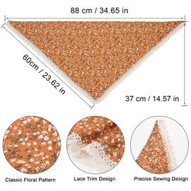 AWAYTR 3Pcs Floral Hair Bandanas Chiffon Head Kerchief for Women Girls Boho Hair Scarf Headband Bandana Daisy Lace Head Scarf (Lace Trim Floral(yellow/black/beige))