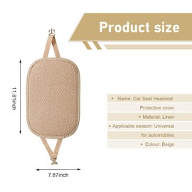 Opuweiy Car Headrest Cover, All-season Auto Headrest Shield, Sweat-wicking and Breathable Head Cover Protector, Universal for Most Cars (Beige)
