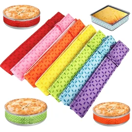 UpTuoLi Cotton Baking Pan Strips, 2-Piece Set, Red, 6-Inch, 8-Inch, 9-Inch, 10-Inch, 12-Inch Round Baking Pans
