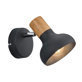Reality Leuchten Latika R81521032 Wall Spotlight Metal Black Matt Wood Imitation Excludes 1x E14