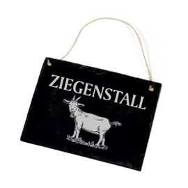 Slate Board Goat Hutch with Goat Motif Sign 22 x 16 cm