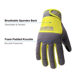 HLDD HANDLANDY UltraLight Safety Work Gloves, Mens & Women Multi-Functional Work Gloves with Extensive Palm Protection, Mechanic Gardening Construction DIY Gloves with Touchscreen (XL, Yellow)