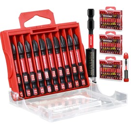 Geinxurn Impact 2 in. #2 Phillips Power Driver Bits,30 Pack (PH2) Magnetic S2 Steel Screwdriver Bits Set with 1 Pc Impact Bit Holder and Storage M-Box