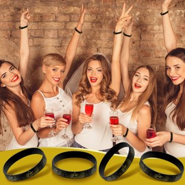 Sratte 30 Pcs VIP Bracelets VIP Silicone Wristbands for Events Black Bracelets Elastic Wristbands for Party Club Bar Men Women