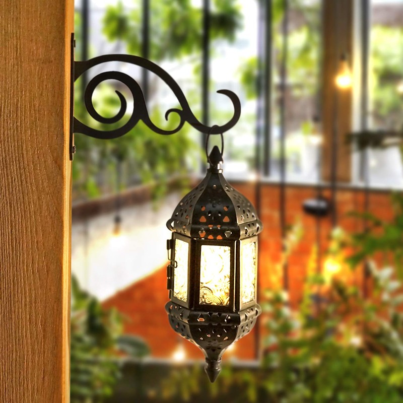 HongKim 6-Inch Outdoor Indoor Decorative Iron Lantern Wall Hooks Hangers
