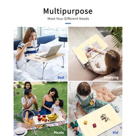 Foldable Laptop Table for Bed, SUVANE Lap Desk, Bed Desk, Breakfast Serving Bed Tray, Portable Mini Picnic Table Storage Space Laptop Desk Reading Holder(Pine)