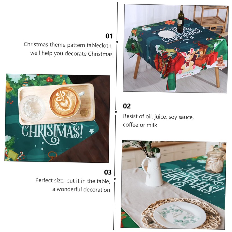 SHOWERORO Oilproof Tablecloth Christmas Table Cover Waterproof Vinyl PVC for