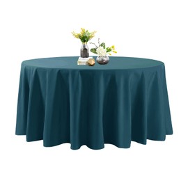 120 Inch Stain and Wrinkle Resistant Washable Polyester Table Cloth, Decorative Table Cloth for Dining Table, Buffet Parties and Wedding, Peacock Blue