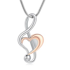 mingkejw Music Note Urn Necklace for Ashes Cremation Jewelry for Women Men Stainless Steel Music Memorial Necklaces Ash Holder for Human Pets Keepsake Jewelry for Loved Ones with Fill Tool