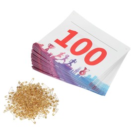 PATIKIL Tearproof Running Bib Numbers 7x6 Inch, 1-100 Medals Waterproof Race Competitor Numbers with Safety Pin for Marathon Sports Game Competition Runner