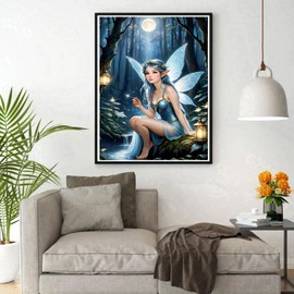 DPHERO DIY Elf Fairy Diamond Painting Kits for Adults,5D Moon Night Diamond Art Kits for Beginners,Round Full Drill Diamond Painting Art,DIY Painting by Numbers Diamond Art Painting 12x16 inch