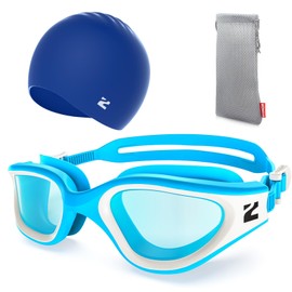 ZIONOR G1 Lite Swim Goggles with Swim Cap Comfortable Anti-fog Swimming Goggles Set for Adult Men Women