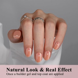 SXVME Soft Gel Nail Tips Short Almond Gel X Nails, 300Pcs Pre-applied Tip Primer Gel X Nail Tips Short Oval, Natural Nude Colored Gel Tips Acrylic Fake Nails Extensions False Nails Press ons for DIY