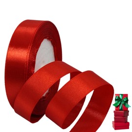 Satin Ribbon Red 20 mm Wide Gift Ribbon Satin 22 m Satin Ribbon Red Fine Ribbon Decorative Ribbon Silk Ribbon Gift Ribbon Fabric Ribbon for Decoration, Wedding and Birthday