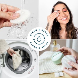 LastRound® Sustainable Reusable Cotton Rounds for Facial Cleansing – Zero-Waste Eco-Friendly Makeup Remover Pads for All Skin Types with Travel Storage Case