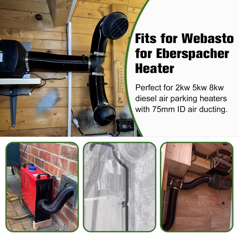 YiEC ZAN 75mm Diesel Heater Pipe Duct Vent Kit with