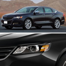 LSAILON Fit For Chevy Impala 2014-2020 Headlight Assembly Black Housing Amber Reflector Clear Lens Driver and Passenger Side