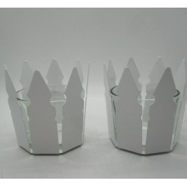 IKEA Set of 2 Ikea Candle Holders White and Clear 4 Pieces New