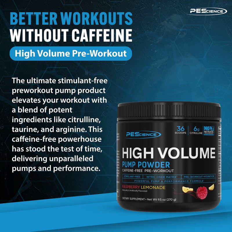 PEScience High Volume Stim-Free Pre Workout, Nitric Oxide Booster with