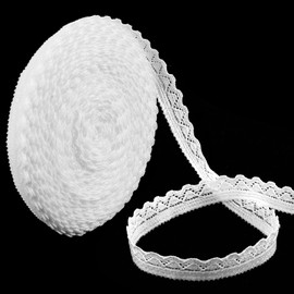 1 CM 10 Yards White Lace Trim, Lace Ribbon Crochet Sewing Lace Ribbons for Crafts, Wide Stretchy Lace Trim Elastic Floral Lace for Bridal Wedding Decoration, DIY Sewing Craft, Christmas Package