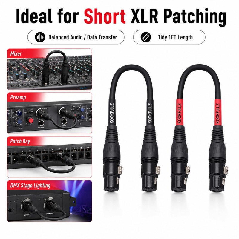 KOOKFJLLZ XLR Female to Female Cable 1ft 2 Pack -