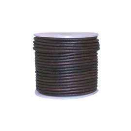 Cords Craft 1.5mm Round Leather Cords, Genuine Leather for Jewelry Making, DIY Craft Work, Necklace & Hobby Projects (Dark Brown Distressed, 1.5mm)