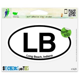 LB Long Beach Indiana Oval Vinyl Car Bumper Window Sticker 3" x 2"