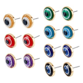 UNICRAFTALE 7 Pairs 7 Colors Evil Eye Earrings Stud Colorful Evil Eye Mini Stud Earrings Retro Round Stud Earring Birthday Valentine Festival Ear Jewelry Gift for Women