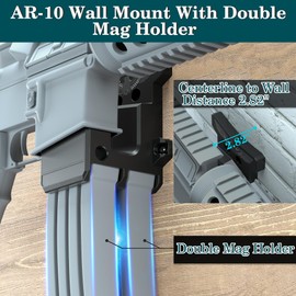 Chisisi AR-10 Wall Mount with Double Mag Holder, 308/7.62 AR Wall Mount, Rifle Wall Holder Withstand 350Lbs of Tension