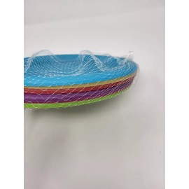 Unbranded 6 piece BPA free plastic multi color round plates new 10" reusable