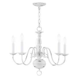 Livex Lighting 5005-60 Williamsburgh Antique White 5 Light Chandelier