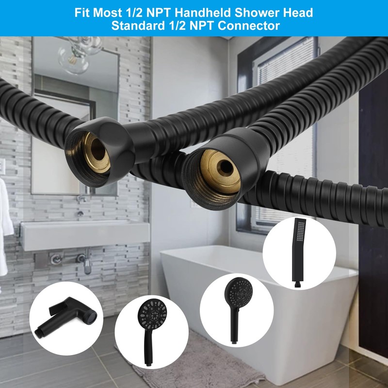 Hibbent All Metal Shower Hose, 90 Inch Stainless Steel Extra