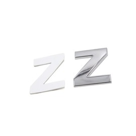 Partuto Silver Tone Metal Z Letter Shaped Alphabet Sticker Emblem Badge Decals for Car Replacement