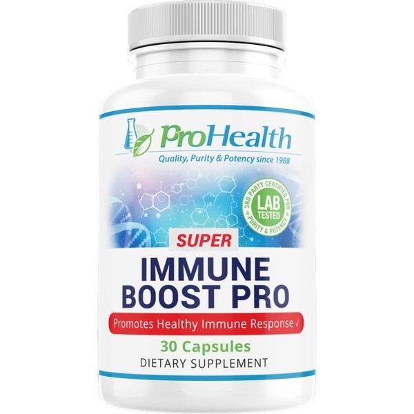 Super Immune Boost Pro (30 Capsules) by ProHealth - Vitamin D3, C, Zinc + Herbal Immunity Blend (Bee Propolis, Echinacea, Elderberry, Astragalus, Ginger, Ginseng, Garlic)